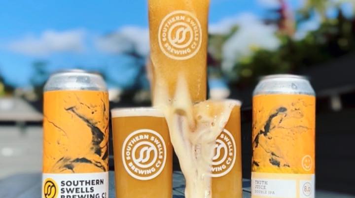 Southern Swells Brewing Company beers outside in Jacksonville Beach.