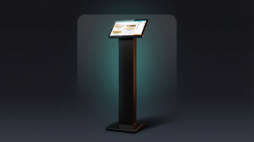Hazlnut free-standing self-order kiosk hardware.