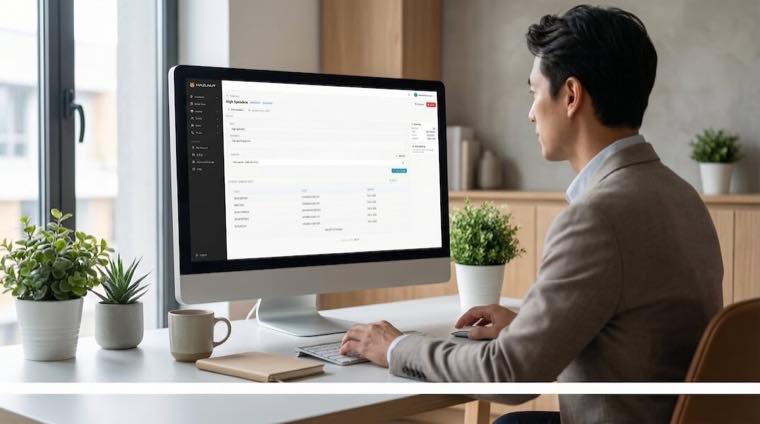 Operator reviewing analytics dashboard.