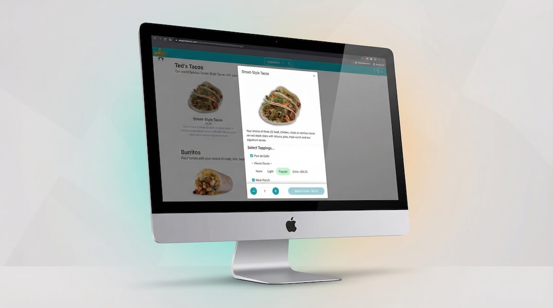 Desktop preview of Hazlnut online ordering on an iMac.