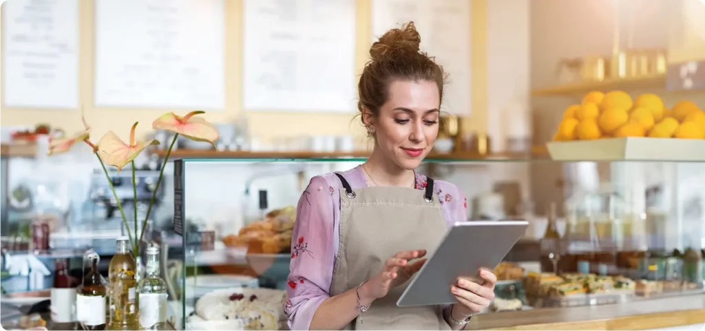 A woman uses artificial intelligence tools in her restaurant to help her do things like better optimize her menu, understand her inventory, and improve staff scheduling.