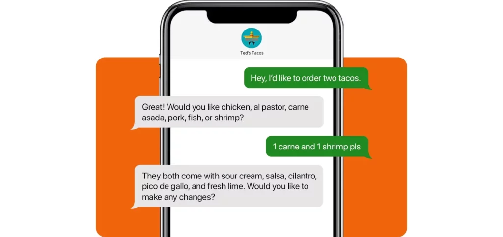 An AI-powered text ordering conversation is a perfect example of artificial intelligence in restaurants making the work easier.